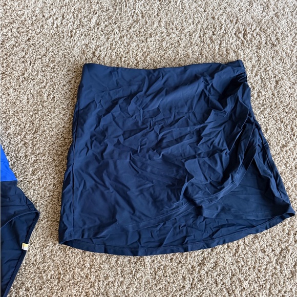 Summersalt Blue and White one shoulder Swimsuit with blue coverup skirt - Picture 4 of 5